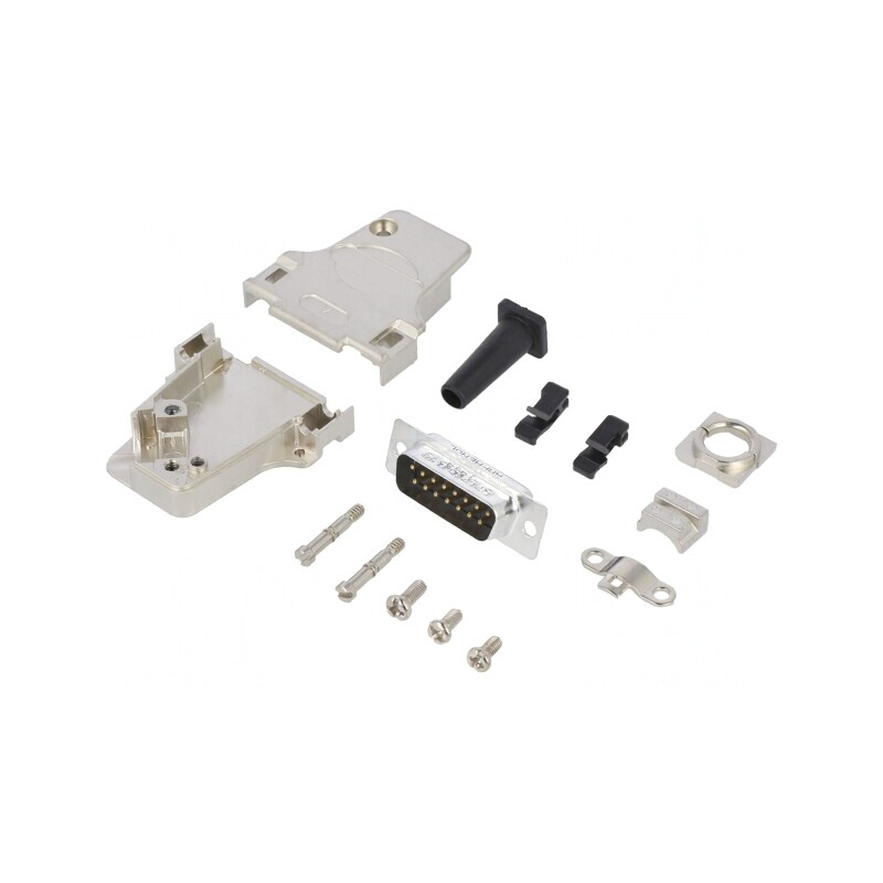 Conector D-Sub 15 PIN Tată 45° Lipire Cablu Gold Flash | Electronic-mag.ro | Componente Electronice
