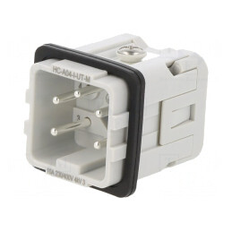 Conector: HDC | tată | 500V | 10A | PIN: 5 | Dispunere: 4+PE | 0,5÷2,5mm2 | 