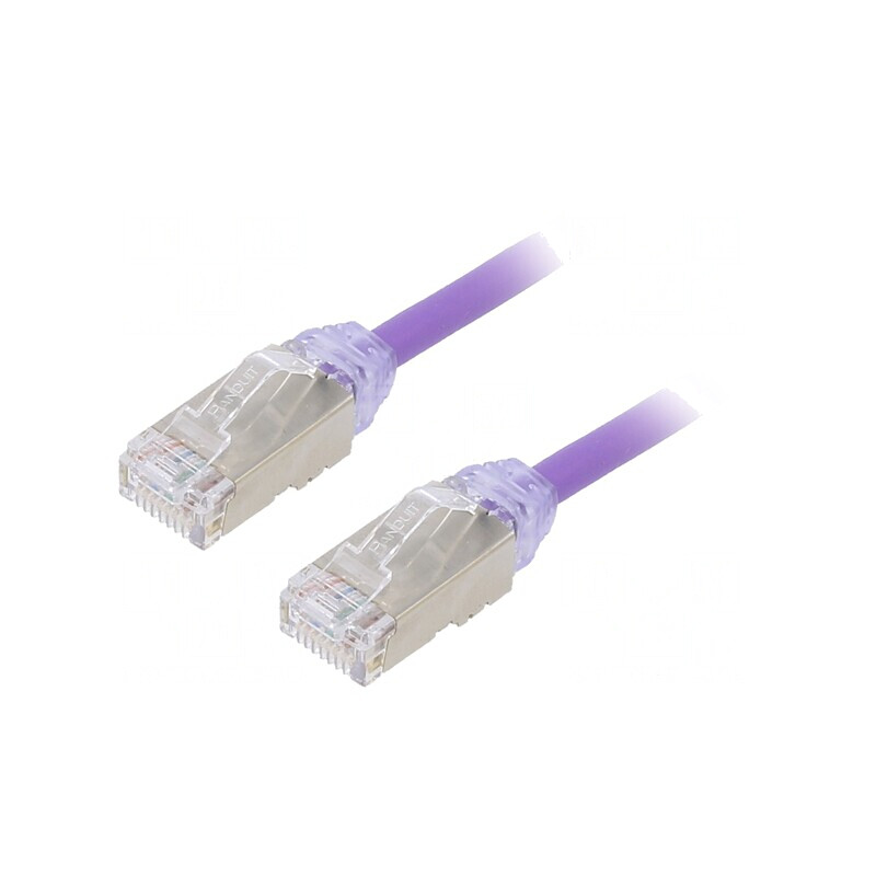 Patch cord F/UTP Cat6a 1m Violet LSZH 28AWG | Electronic-mag.ro | Componente Electronice