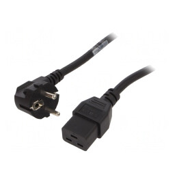 Cablu Alimentare Unghiular 3x1,5mm2 cu Ștecăr CEE 7/7 și Conector IEC C19
