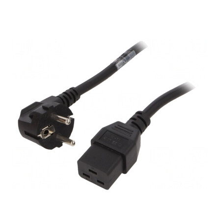 Cablu Alimentare Unghiular 3x1,5mm2 cu Ștecăr CEE 7/7 și Conector IEC C19 | Electronic-mag.ro | Componente Electronice