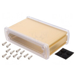 Carcasă universală aluminiu aurit 146,6mm x 89mm x 41,6mm | Electronic-mag.ro | Componente Electronice
