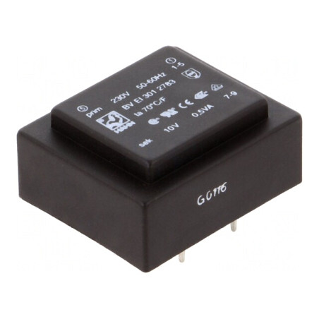 Transformator încapsulat 0,5VA 230VAC 10V 50mA PCB | Electronic-mag.ro | Componente Electronice
