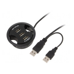 Hub USB negru 3 porturi USB 2.0 480Mbps | Electronic-mag.ro | Componente Electronice