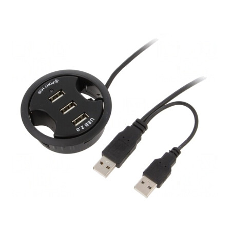 Hub USB negru 3 porturi USB 2.0 480Mbps | Electronic-mag.ro | Componente Electronice