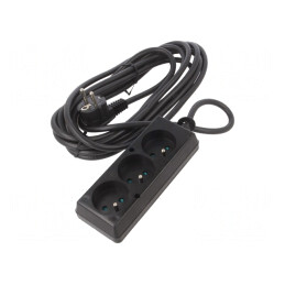 Prelungitor electric 3 prize PVC negru 5m 16A | Electronic-mag.ro | Componente Electronice