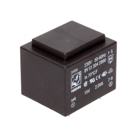 Transformator Încapsulat 2VA 230VAC 15V PCB | Electronic-mag.ro | Componente Electronice