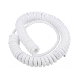 Cablu spiralat 5x0.15mm2 PUR alb 2m
