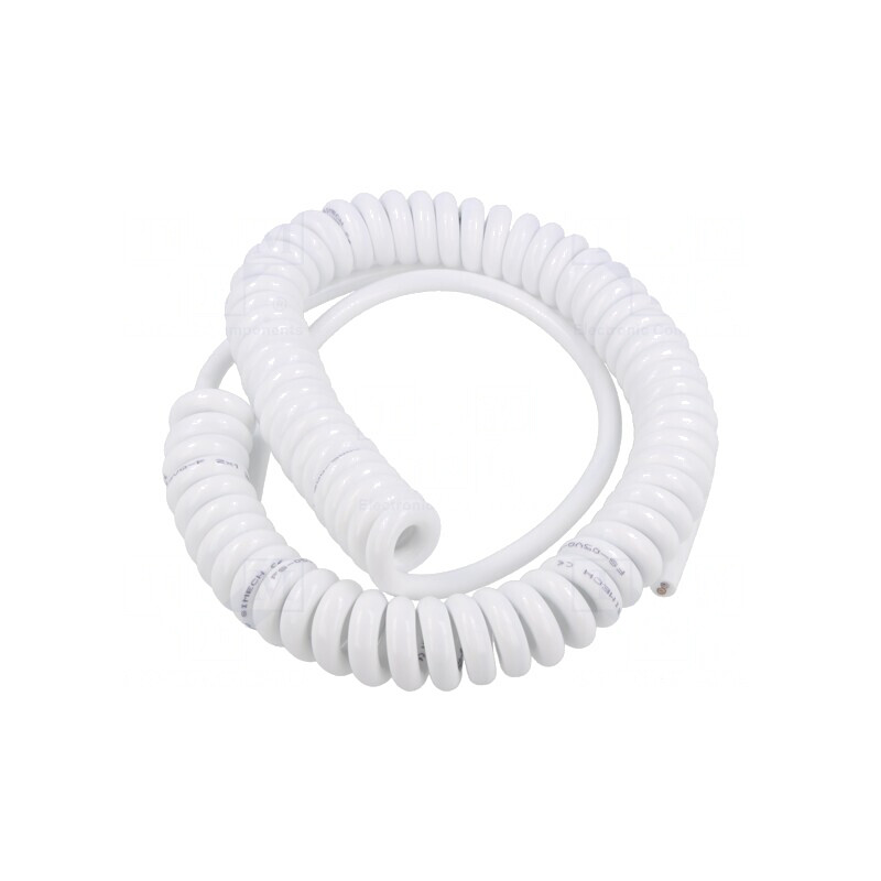 Cablu spiralat 5x0.15mm2 PUR alb 2m | Electronic-mag.ro | Componente Electronice