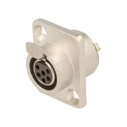 Soclu XLR Mini Mamă 6 Pin Lipire 1,2A 0,38mm2 | Electronic-mag.ro | Componente Electronice