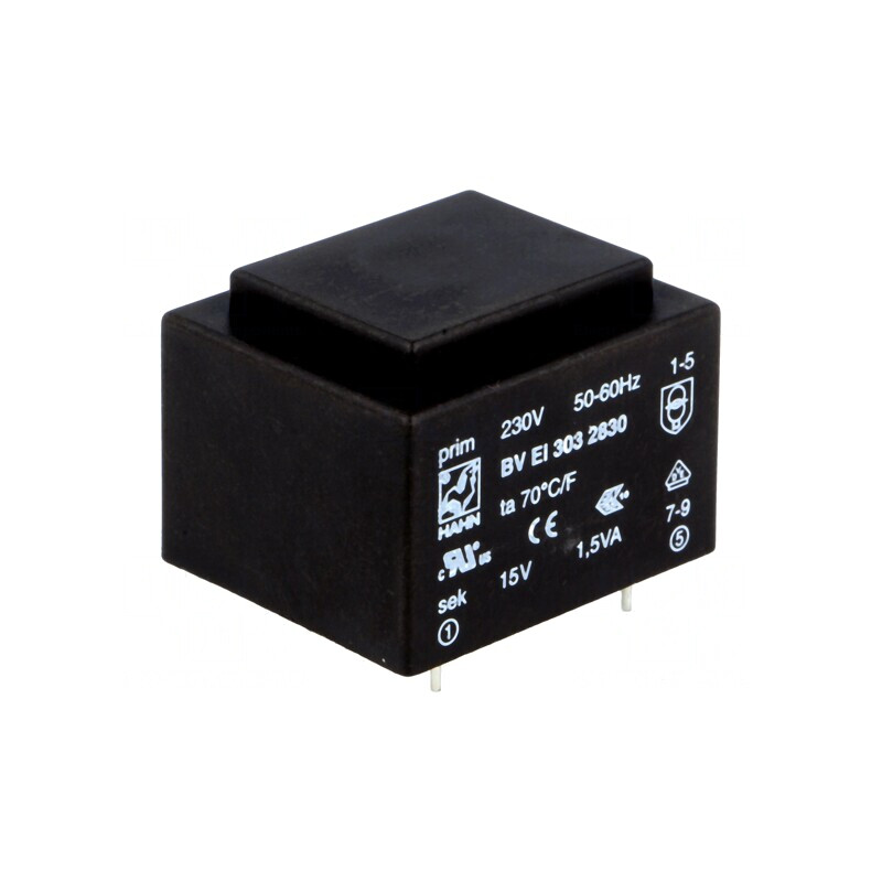 Transformator încapsulat 1,5VA 230V 15V 100mA PCB | Electronic-mag.ro | Componente Electronice