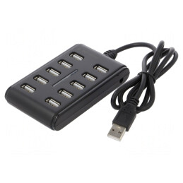 Hub USB 2.0 10 Porturi Negru 0.8m | Electronic-mag.ro | Componente Electronice