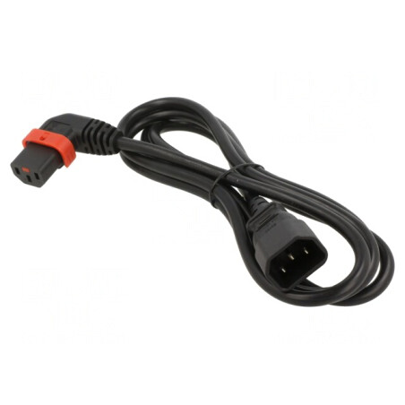 Cablu Alimentare IEC C13 Mamă 90° la C14 Tată 1m cu Blocare | Electronic-mag.ro | Componente Electronice