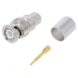 Mufă BNC Tată Drept 50Ω Crimpat PTFE Aurit | Electronic-mag.ro | Componente Electronice