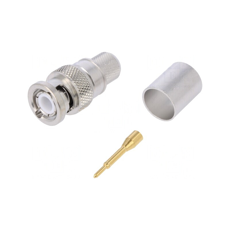 Mufă BNC Tată Drept 50Ω Crimpat PTFE Aurit | Electronic-mag.ro | Componente Electronice