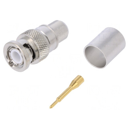 Mufă BNC Tată Drept 50Ω Crimpat PTFE Aurit | Electronic-mag.ro | Componente Electronice