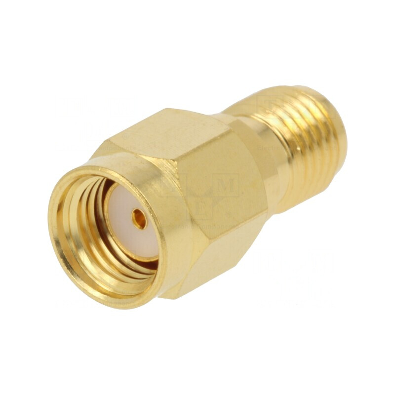 Adaptor RP-SMA Mamă la SMA Mamă Reverse 50Ω Aurit | Electronic-mag.ro | Componente Electronice