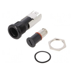 Clemă siguranțe cilindrice neagră 5x20mm 16A 250VAC | Electronic-mag.ro | Componente Electronice