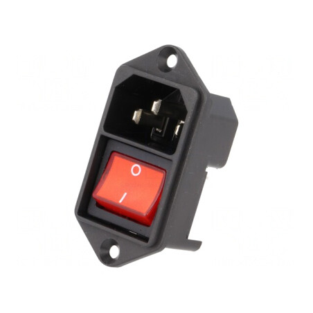 Conector Alimentare AC Soclu Tată 10A 250V IEC 60320 KEB2 | Electronic-mag.ro | Componente Electronice