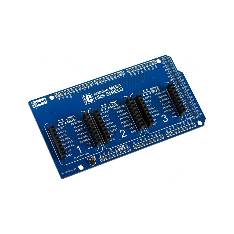 Multiadaptor mikroBUS cu 3 socluri și conectori de extensie | Electronic-mag.ro | Componente Electronice