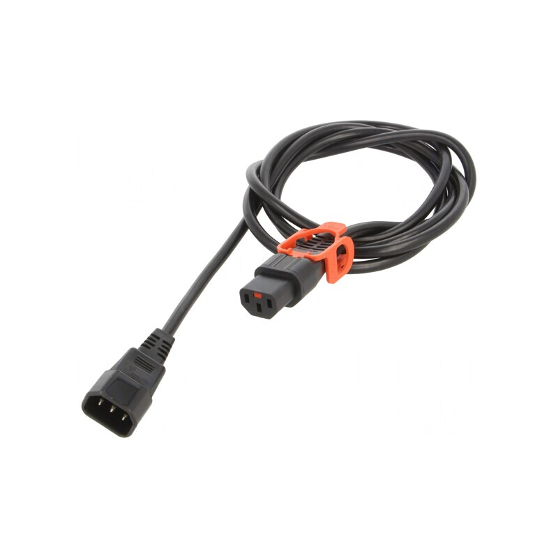 Cablu IEC C13-C14 cu Blocare 2m 10A | Electronic-mag.ro | Componente Electronice