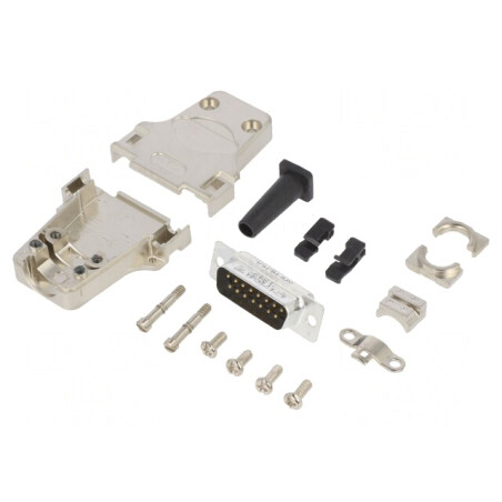 Conector D-Sub 15-Pini Tată Drept Lipire pe Cablu Gold Flash | Electronic-mag.ro | Componente Electronice