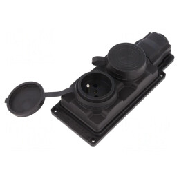 Conector de alimentare AC 2P+PE 250V 16A negru IP44 | Electronic-mag.ro | Componente Electronice