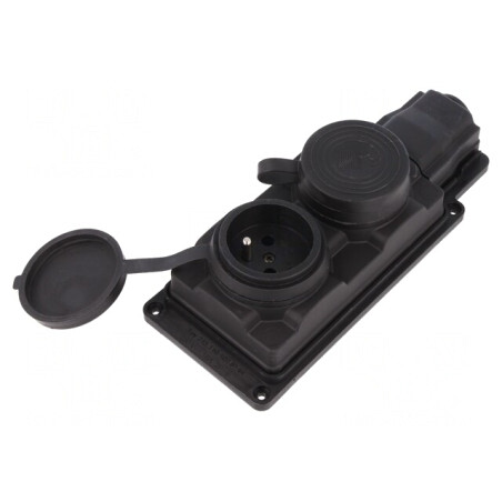 Conector de alimentare AC 2P+PE 250V 16A negru IP44 | Electronic-mag.ro | Componente Electronice