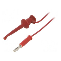 Cablu de măsurare 5A cu clips roșu și mufă banană 4 mm | Electronic-mag.ro | Componente Electronice