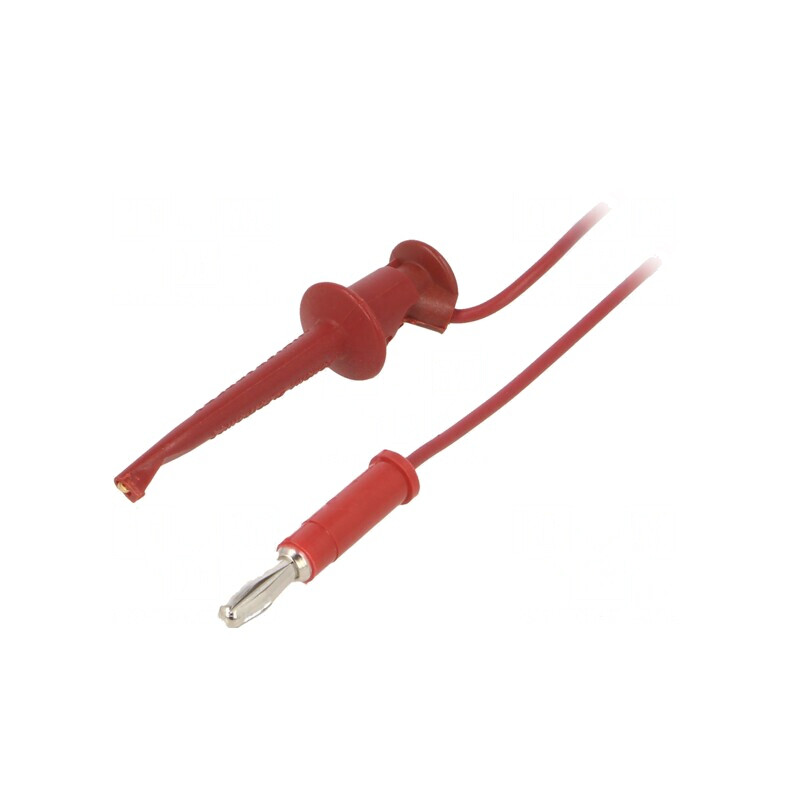 Cablu de măsurare 5A cu clips roșu și mufă banană 4 mm | Electronic-mag.ro | Componente Electronice