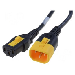 Cablu | IEC C13 mamă,IEC C14 tată | PVC | 2m | cu blocare | negru | 10A | 6051.2007