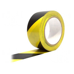Bandă Avertizare Autoadezivă 33m x 50mm Galben/Negru | Electronic-mag.ro | Componente Electronice