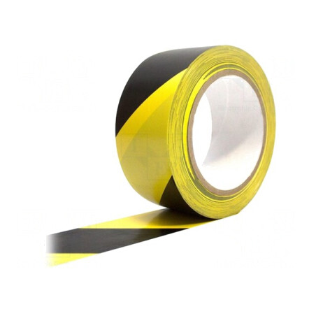 Bandă Avertizare Autoadezivă 33m x 50mm Galben/Negru | Electronic-mag.ro | Componente Electronice
