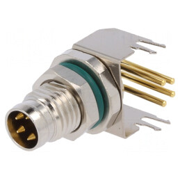 Conector M8 tată 4 pini unghi 90° metal IP68 30V