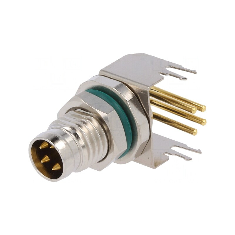 Conector M8 tată 4 pini unghi 90° metal IP68 30V | Electronic-mag.ro | Componente Electronice