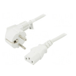 Cablu de Alimentare Alb 5m CEE 7/7 la IEC C13 | Electronic-mag.ro | Componente Electronice