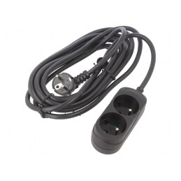 Prelungitor Alimentare Negru 5m 16A 2 Prize | Electronic-mag.ro | Componente Electronice