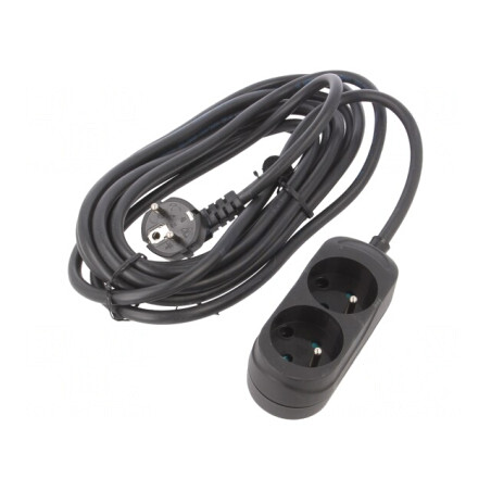 Prelungitor Alimentare Negru 5m 16A 2 Prize | Electronic-mag.ro | Componente Electronice
