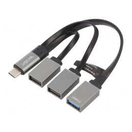 Hub USB 3-în-1 Negru (USB-A x3, USB-C)