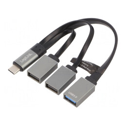 Hub USB 3-în-1 Negru (USB-A x3, USB-C) | Electronic-mag.ro | Componente Electronice