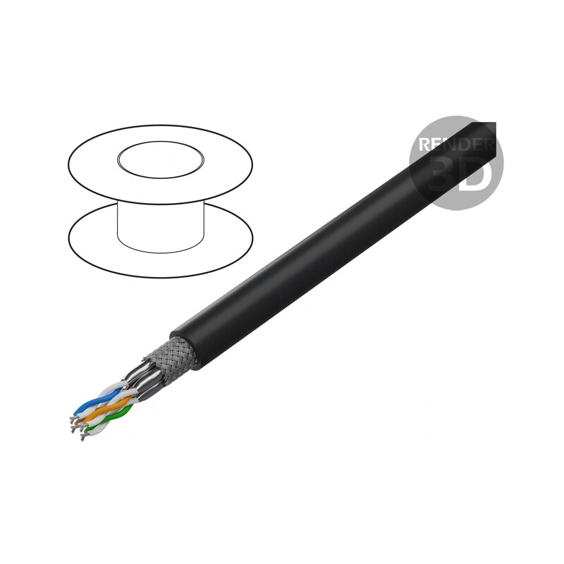 Cablu ETHERLINE® TRAIN S/FTP Cat 6a 4x2x24AWG Negru | Electronic-mag.ro | Componente Electronice