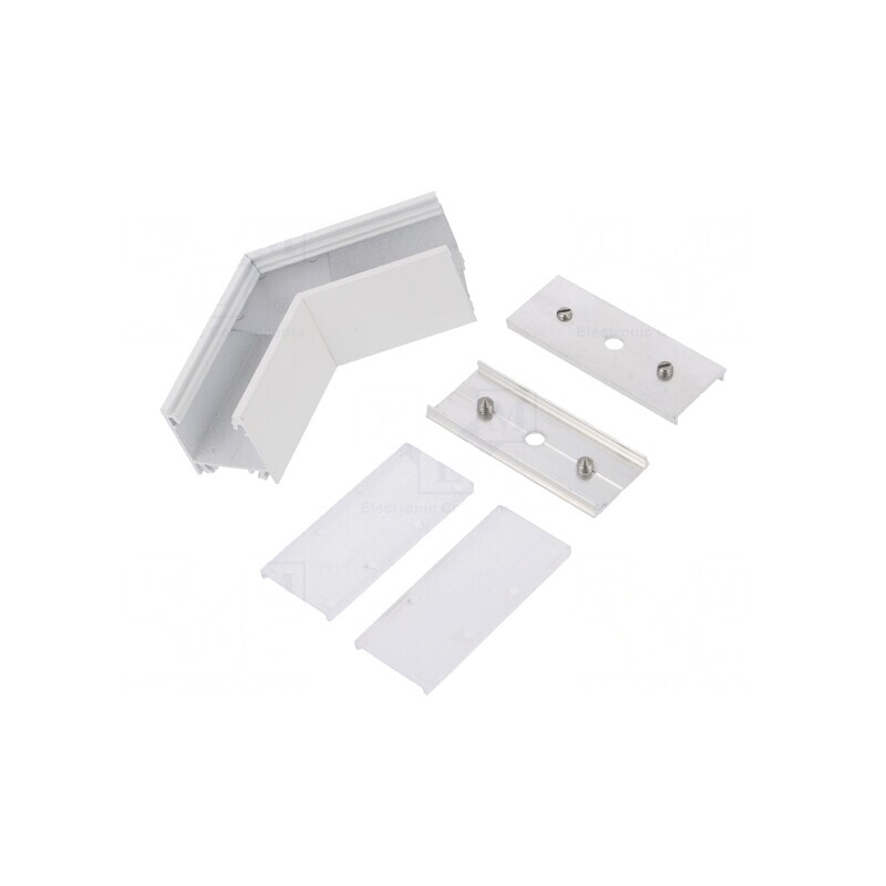 Conector 120° Alb Aluminiu Policarbonat LINEA20 | Electronic-mag.ro | Componente Electronice