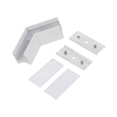 Conector 120° Alb Aluminiu Policarbonat LINEA20 | Electronic-mag.ro | Componente Electronice