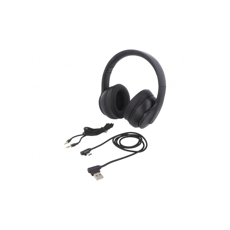Căști wireless cu microfon negre Jack 3,5mm USB MicroUSB | Electronic-mag.ro | Componente Electronice