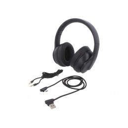 Căști wireless cu microfon negre Jack 3,5mm USB MicroUSB | Electronic-mag.ro | Componente Electronice