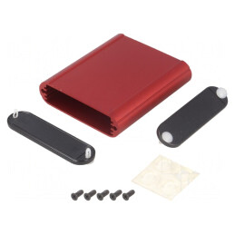 Carcasă aluminiu roșu cu panou 71x80x19mm | Electronic-mag.ro | Componente Electronice