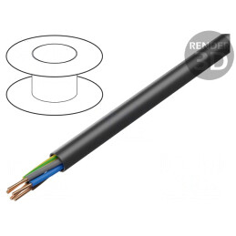 Cablu | YKY | rotund | sârmă | Cu | 5G10mm2 | PVC | negru | 600V,1kV | 100m | EK-YKY-5X10