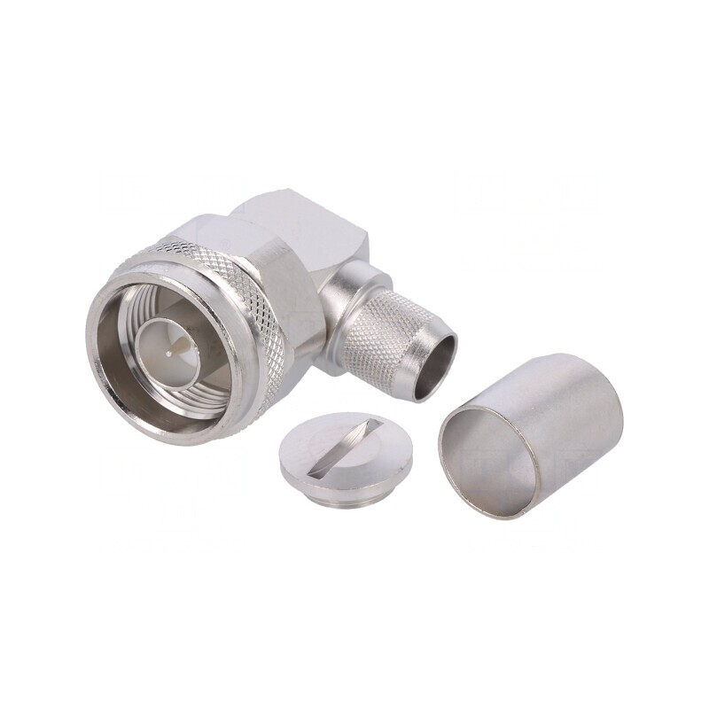 Mufă N tată unghi 90° RG214/RG393 50Ω PTFE | Electronic-mag.ro | Componente Electronice