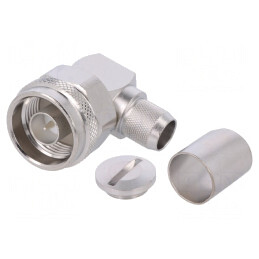 Mufă N tată unghi 90° RG214/RG393 50Ω PTFE | Electronic-mag.ro | Componente Electronice