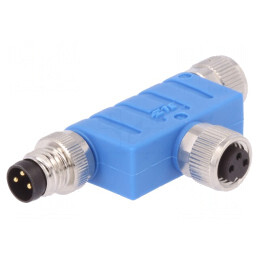 Adaptor în T M8 Tată M8 Mamă x2 IP67 | Electronic-mag.ro | Componente Electronice